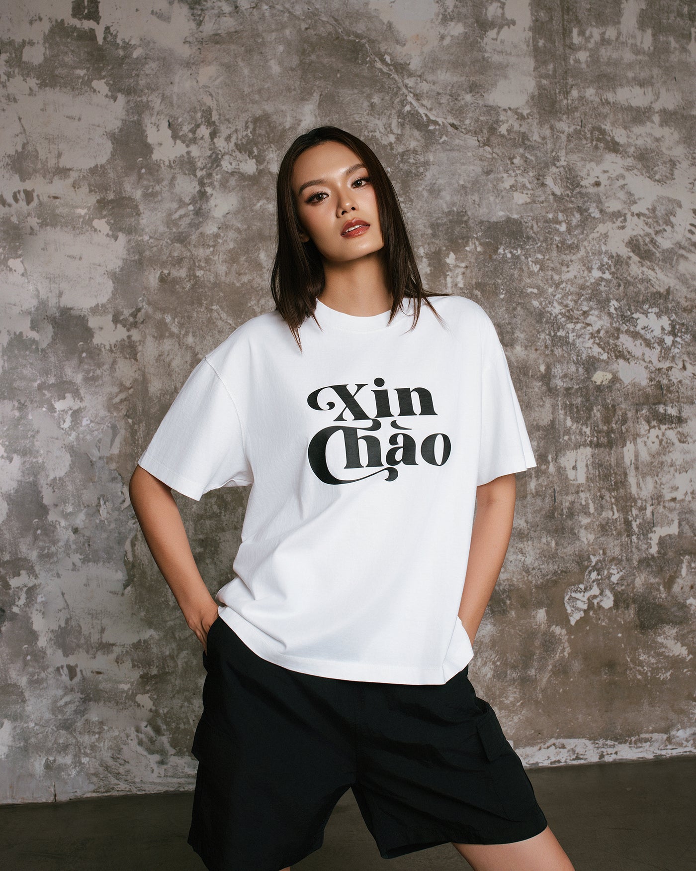 Xin Chao Wide Crop Tee