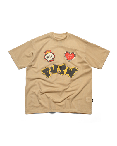 Skull Heart Mesh Tee - Mustard