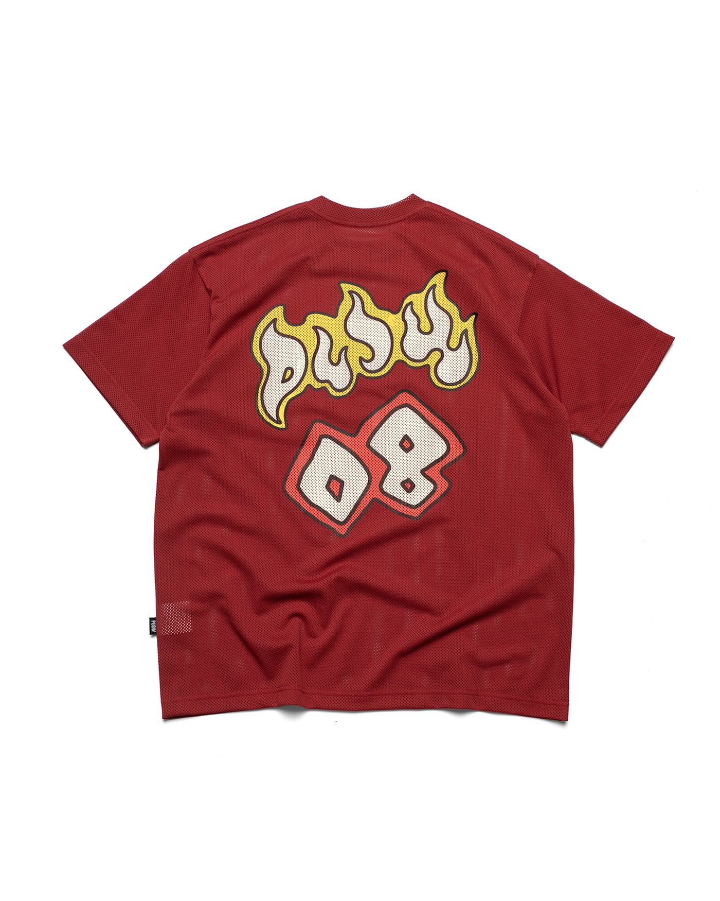 Skull Heart Mesh Tee - Burgundy